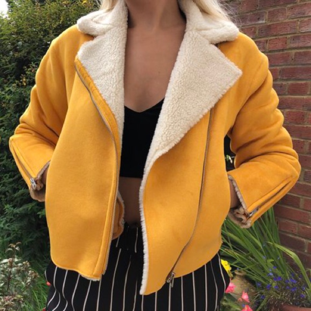 Zara yellow suede jacket